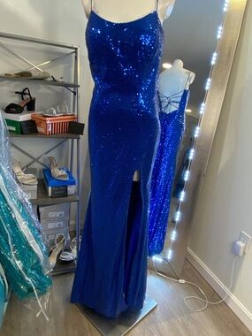 Rachel Allan Royal Blue Sequin Prom Dress